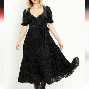 Blackmilk black cat velvet whimsical witch spooky swing puff sleeve dress
